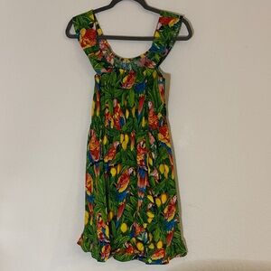 Tropical Vintage Parrot Print Dress